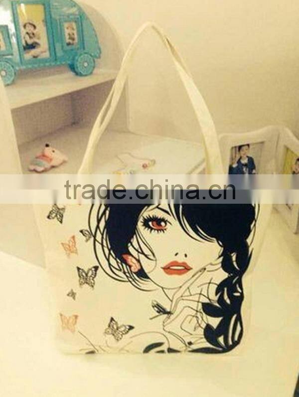 Fashion printing canvas bags large women hot canvas tote shopping bag