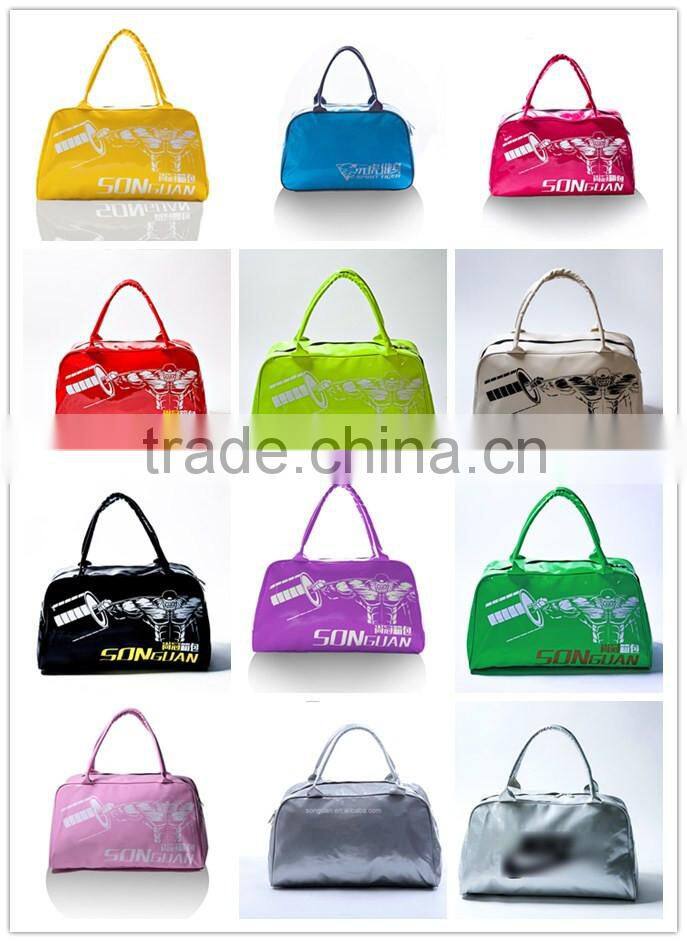 China waterproof PU leather shoulder travel sport gym bag