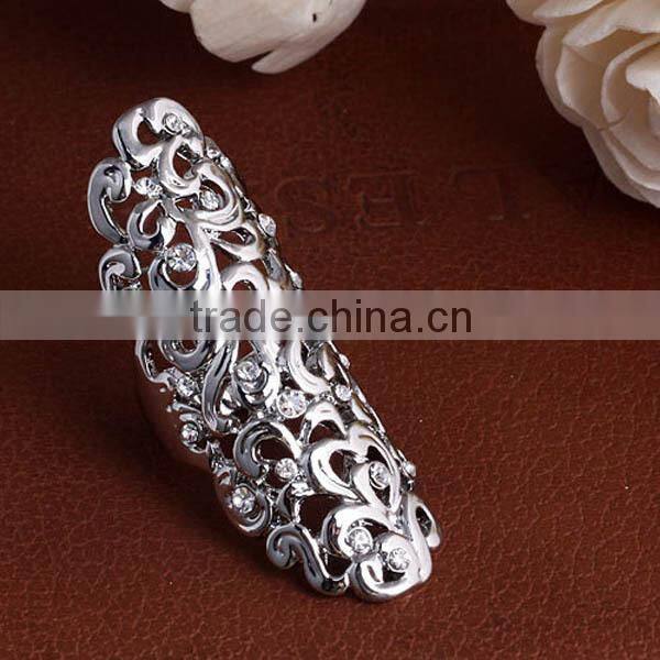2015 Spring Trends Vogue Hollow Carving Ladies Long Finger Ring For Ladies