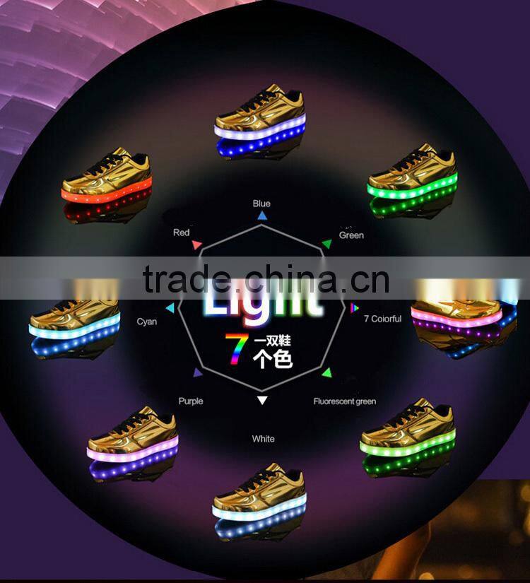 GD new types silvery sequined good quality led flashing shoes adult