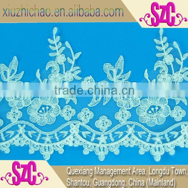 X0200-16(0.9) evening dress black embroidery polyester lace trims cording applique