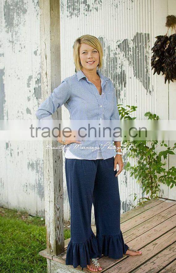 Miss123 Plus Size Yoga waist Women's Formal Capri Pant Suits ruffle pant suit