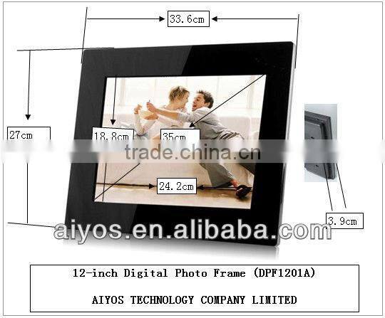 high quality 12 inch jpeg picture frame full function+remote control