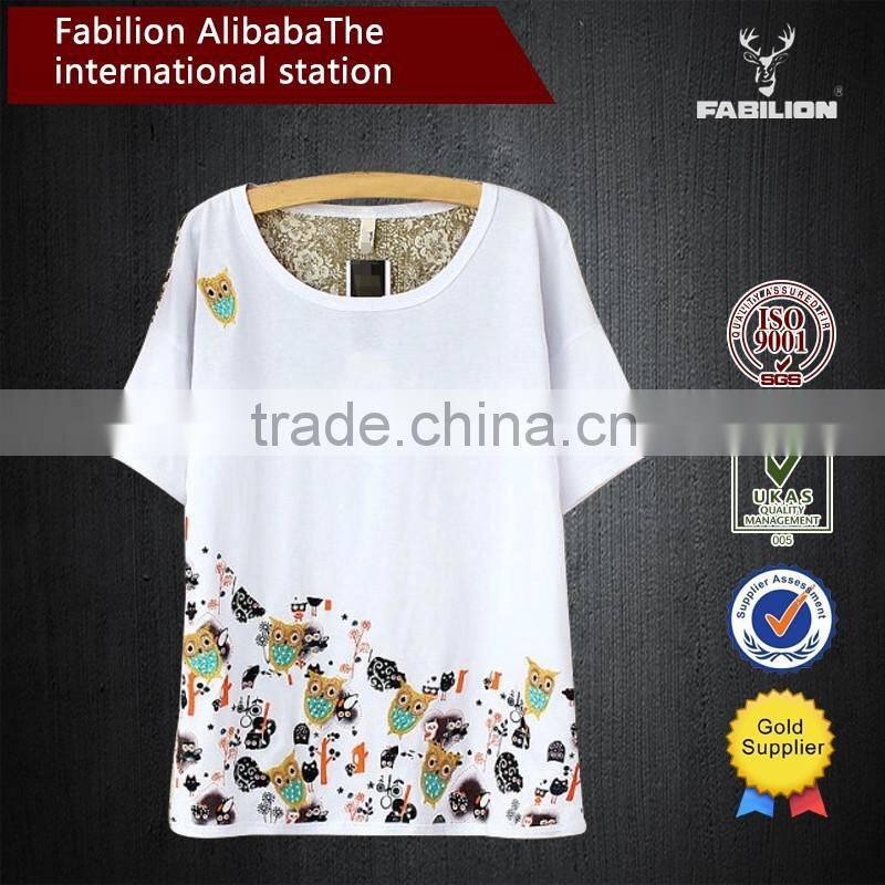 Women's new T-shirt 2015 summer 5 minutes of sleeve printing modal of sexy transparent t shirt for women