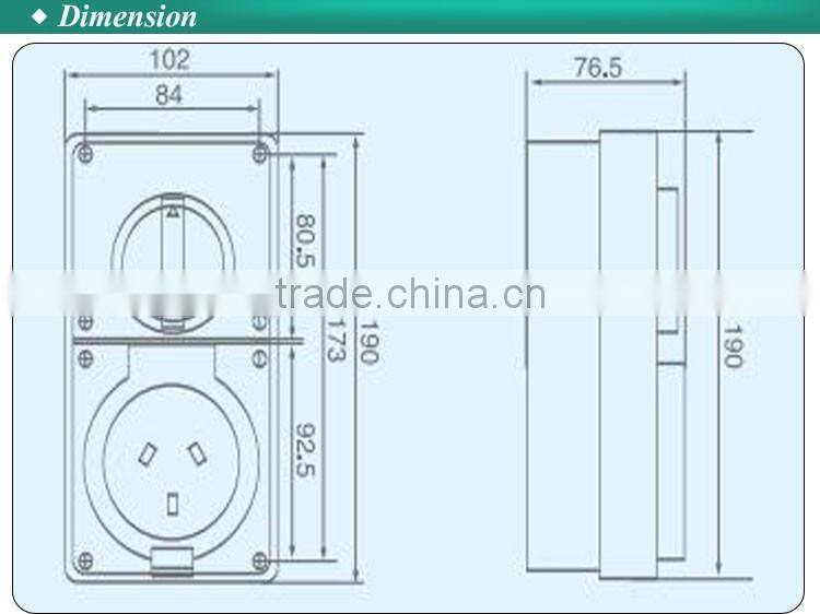 IP66 SAA Industrial Waterproof electrical Surface mount custom Switched socket outlets
