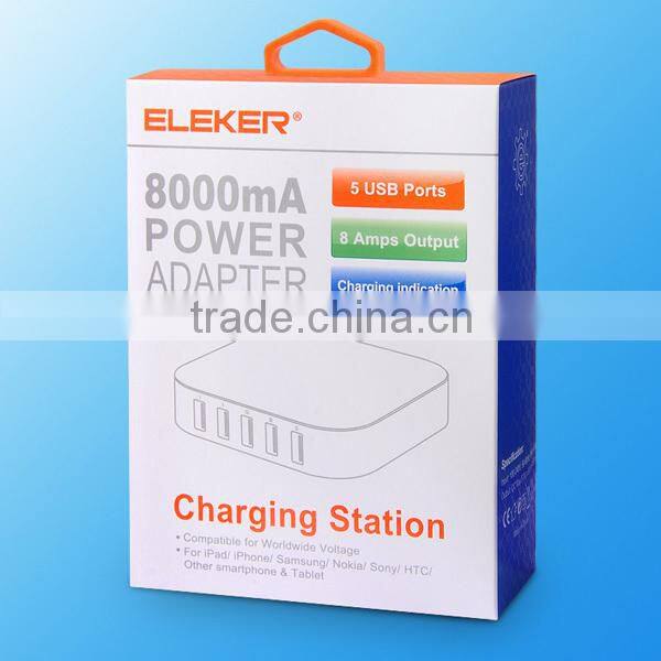 Multi port usb charger station with EU/US/ UK plug for all mobile phone