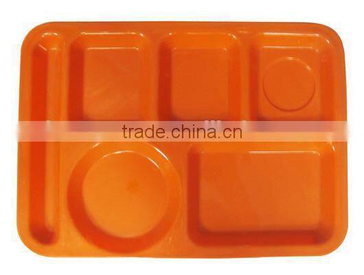 Professional orange divided melamine food serving tray plate