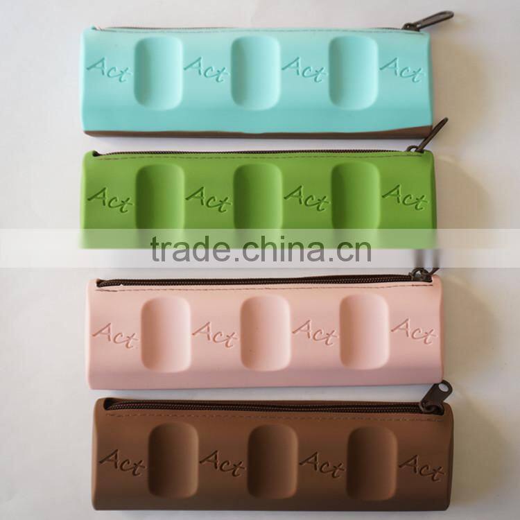Hot Sales Fashion Chocolate Silicone Rubber Pencil Case