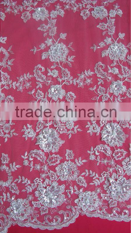 3d flower lace embroidered fabric