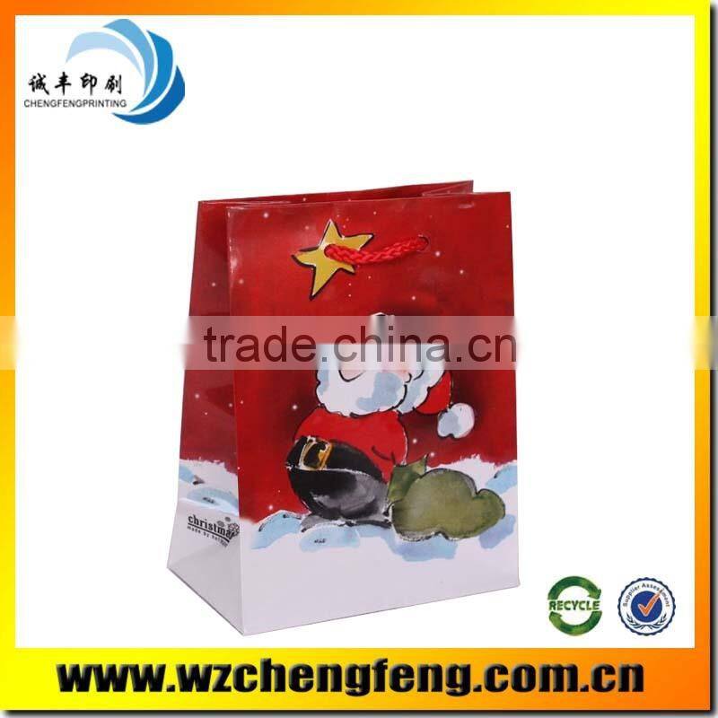 custom printed red paper package bag for Christmas