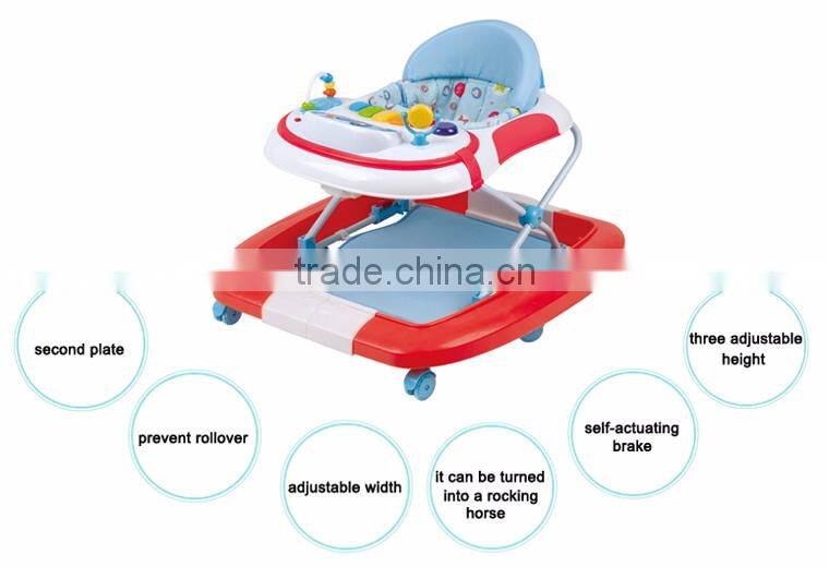 BW-19 competitive price softtextile rocking horse baby walker with 6 wheels