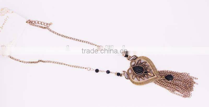 Unique chain Jewelry gold antique Tassels Necklace Fancy Big Heart Pendant Necklace GJ-094
