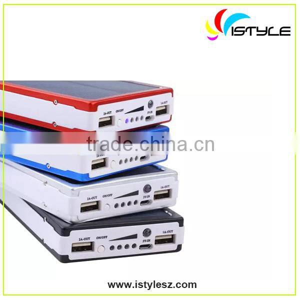 New type Customized color and logo real capacity 10000mah portable solar power banks with powe for mobile phones and USB devices