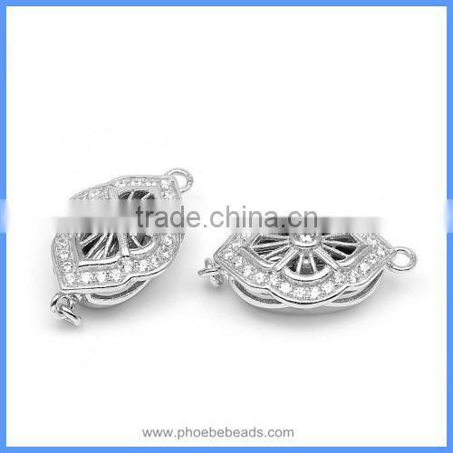 Fine Jewelry Accessories Zircon Pave Sterling Silver Box Clasps Hooks Connectors Findings For Pearl Jewellery SC-BC224