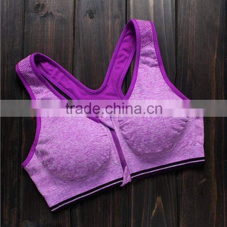 Women's Zipper Shockproof Breast Padded Fitness Sports Bra
