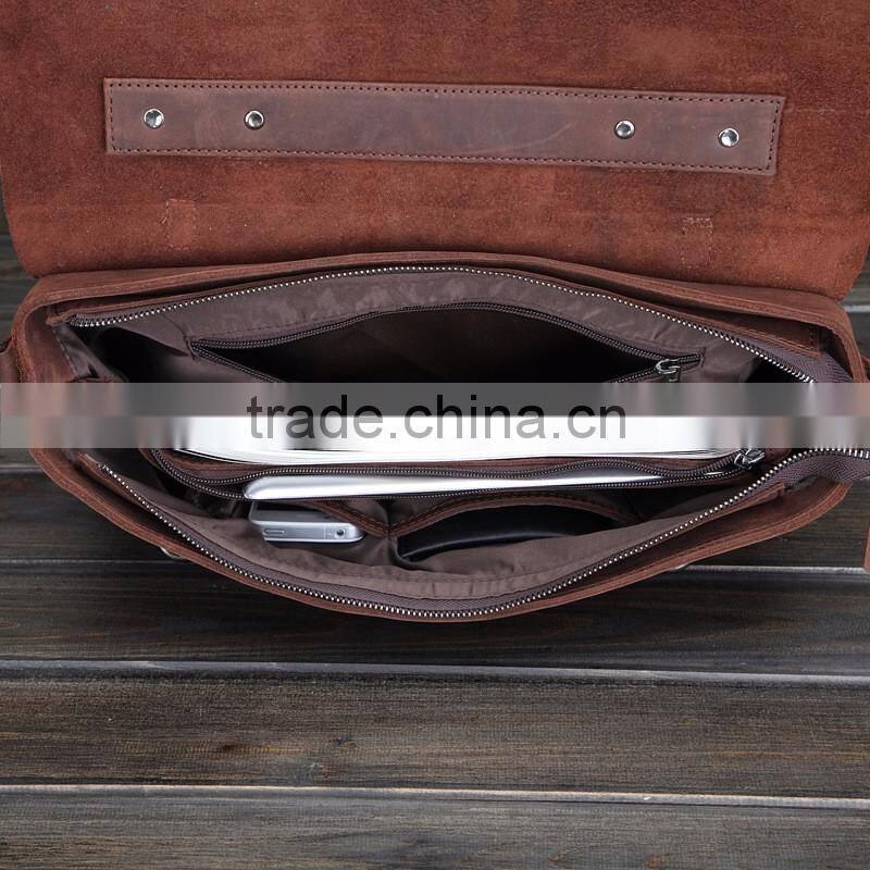 mens vintage 100% genuine leather shoulder messenger bag