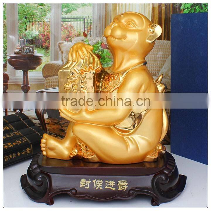 Resin24K Golden color monkey statue ,chinese zodiac statue