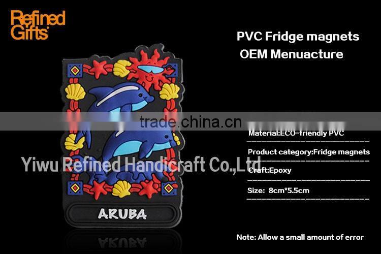 Dolphin PVC Rubber Soft 3D Fridge Magnets OEM Menufacture ECO-friendly