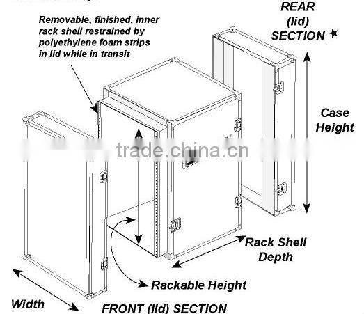 RK audio system rack case,10U slant mixer rack/14U vertical rack system with two tray and caster board