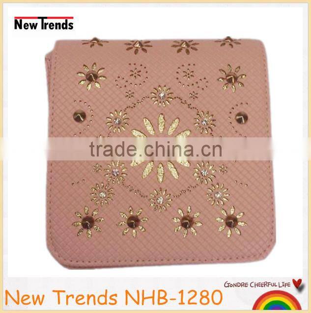 Green tassels PU with studs and rhinestones shoulder bag