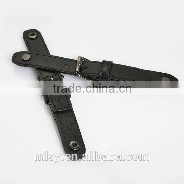 Fancy black leather belt no buckle for girls Brightness G1-80008