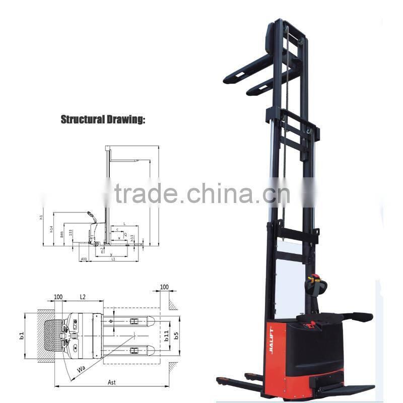 Full electric hydraulic stacker 1.5ton, 4600mm