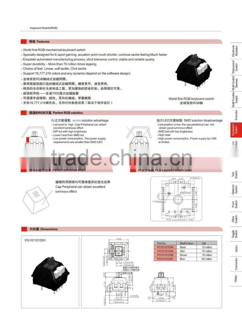 250V made in china keyboard switch with high quality Factory supply