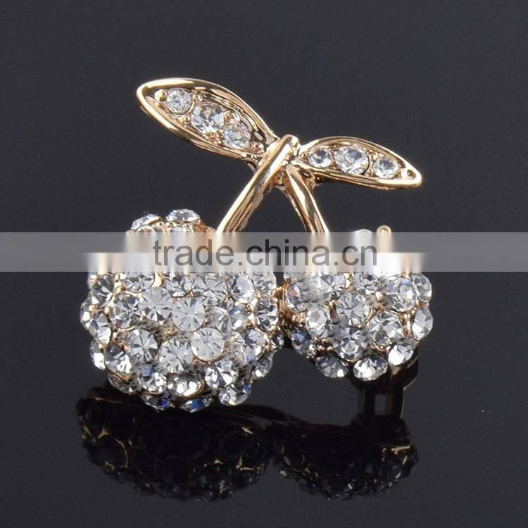 Fashion korean luxury zircon elegant cherry brooches for women