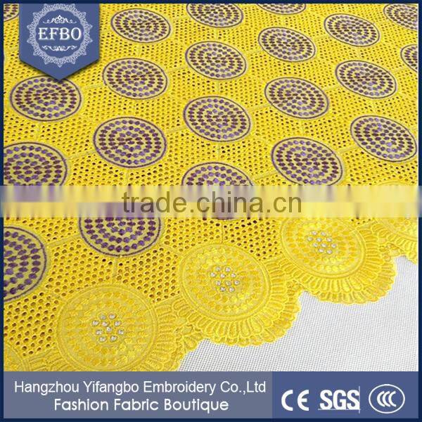 Chinese Supplier Nigeria Beaded Swiss Lace Fabric / Hight Quality Cotton Embroiderd Fabric For Wholesale