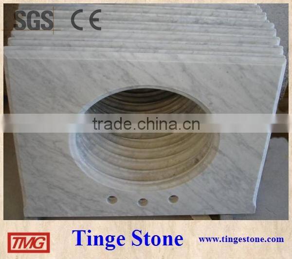 Pedestal legs intergrated countertop and sink vanity designs marble white