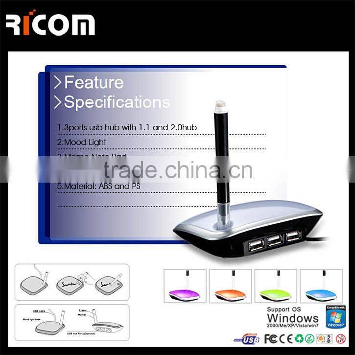 illuminated memo pad with usb hub