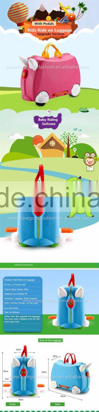 Pink Girils' Ride-on Suitcase Riding Cabin Luggage with Pedals