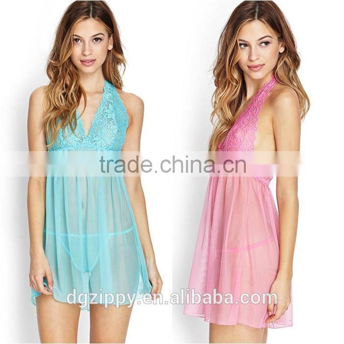 2016 Wholesale new arrival sexy floral lace night sleeping dress for girls