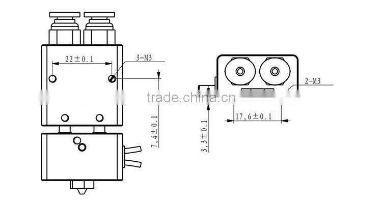3D Printer ABS Filament Extruder For 3D Printing Parts E3D Cyclops 2 In 1 Out Hotend Extruder Machine