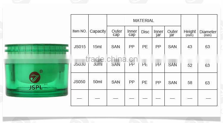 Multilayer cover cosmetic jar with SAN