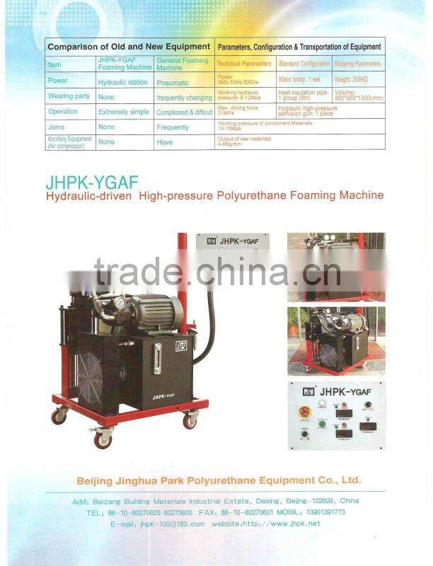 high pressure polyurethane foam injection equipment JHPK-YGAF