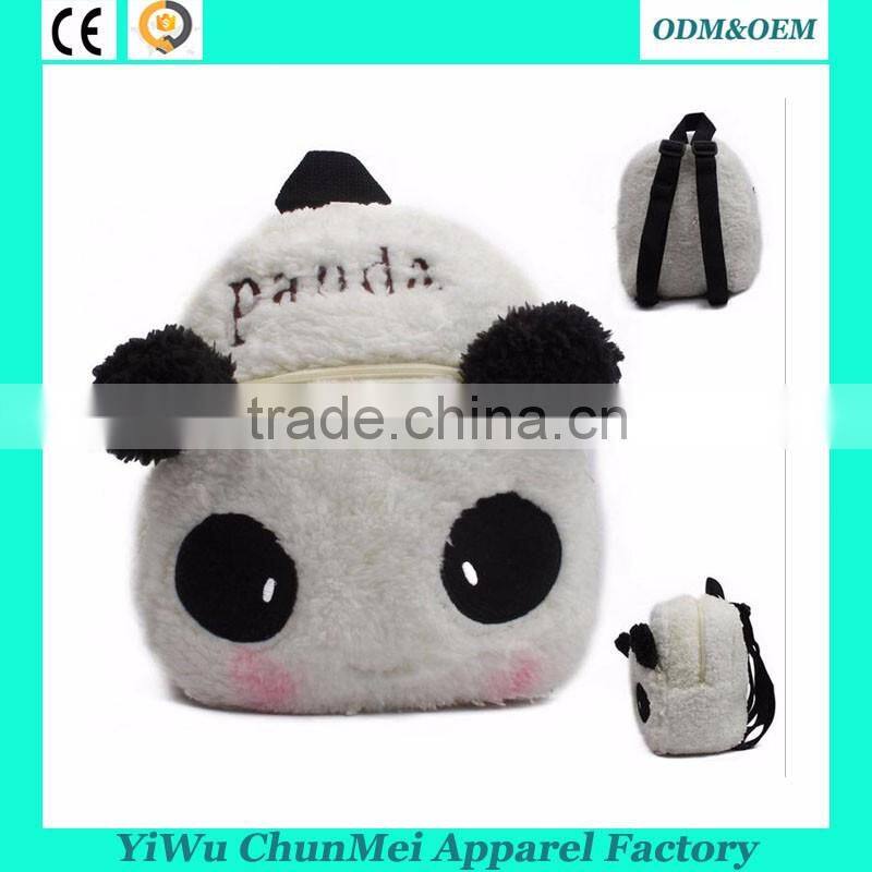 Panda design plush backpack school bag cheap cute children school kids backpack animal soft