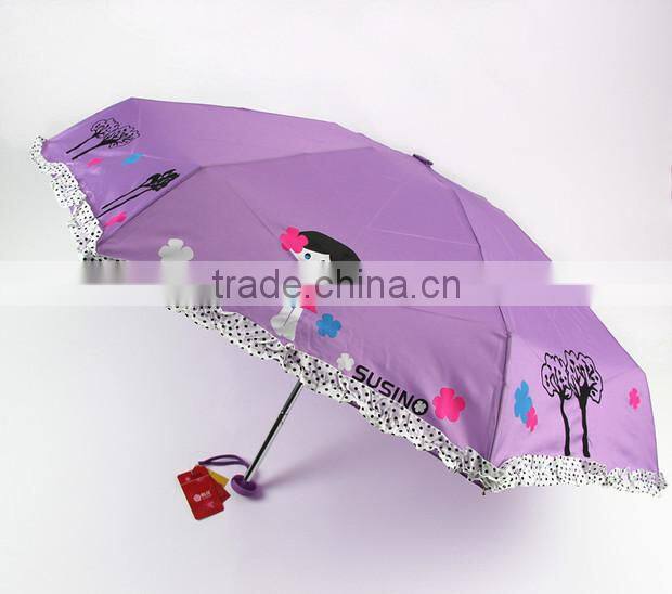 adorable flower basket 5-fold frill mini gift umbrella