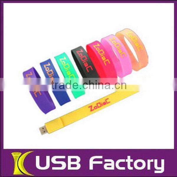 2016 High quanlity cheap custom logo silicone bracelet usb flash drive