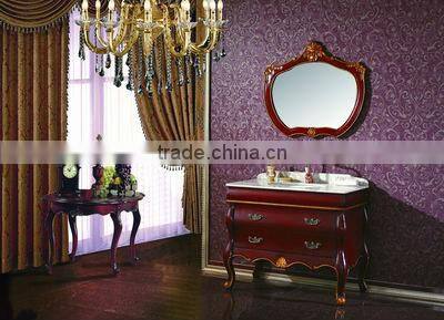 Classical Solid Wood Ceramic Under mounted Sink Customized Bathroom Vanity