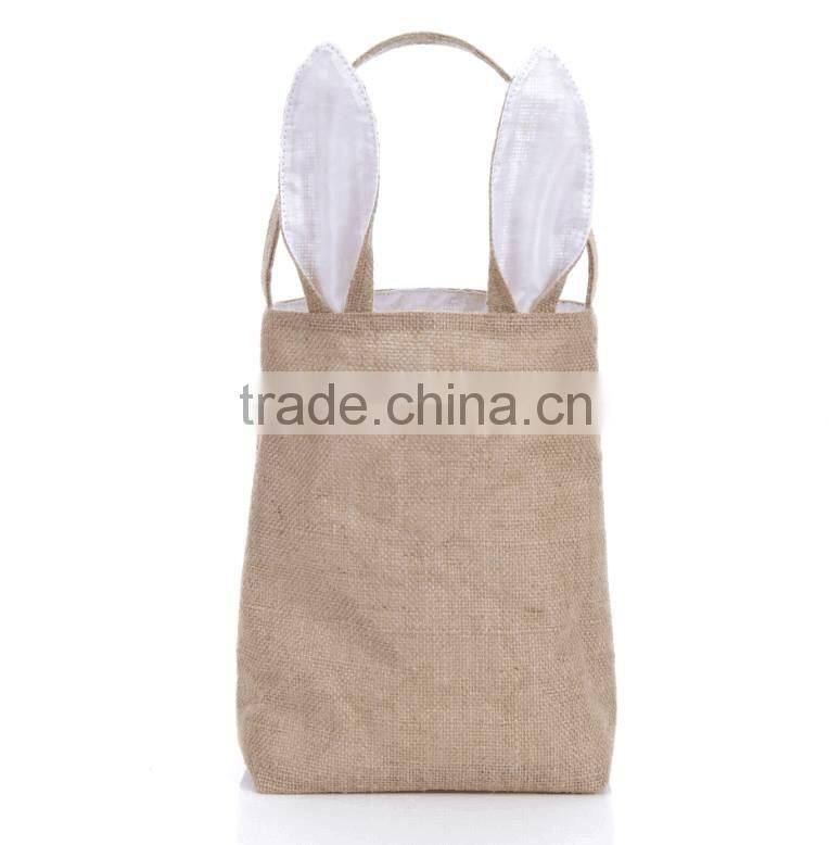 Stcoked Monogrammable Burlap Bunny Easter gift bag