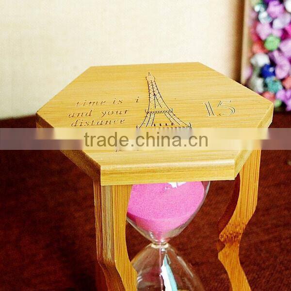 Cheap handmade mini custom logo bamboo hourglass
