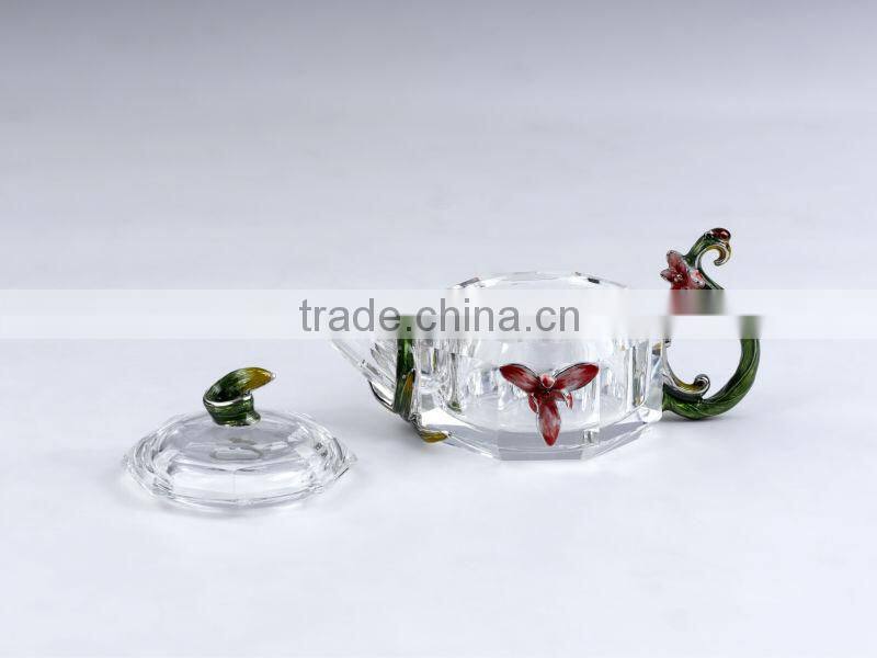 RORO Chanson orchid enamel crystal glass tea set for home decoration