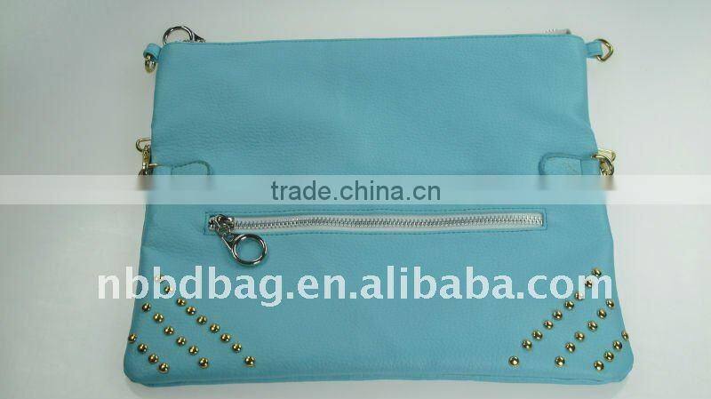2011 hot sale women fashion fashion PU evening bag with metal chain handle