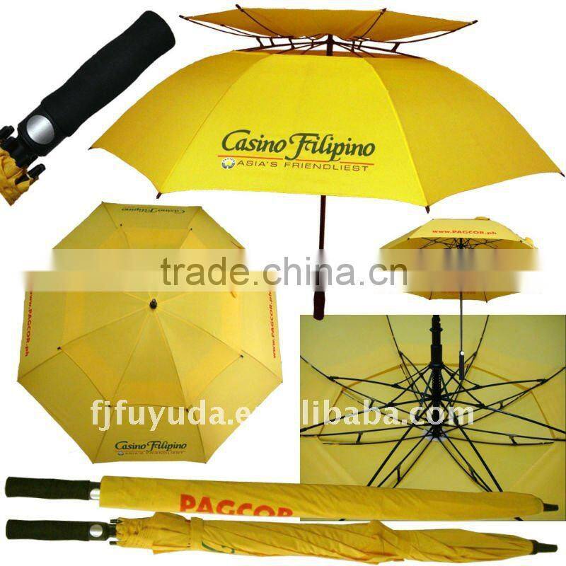 color coated double canopy wind vented golf umbrella