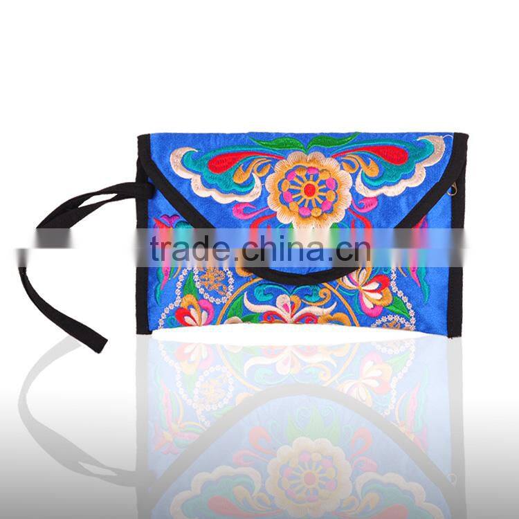 2014 Latest designer embroidery flower bags women wallets &purse clutch bags