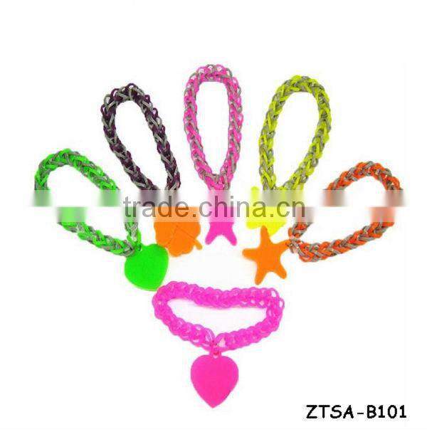 Colorful Braid Loom Rubber Charm Bracelet ZTSA-B113