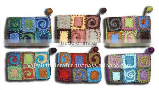 Nepal Handmade Felt Cute Girls Flower Small Coin Purse