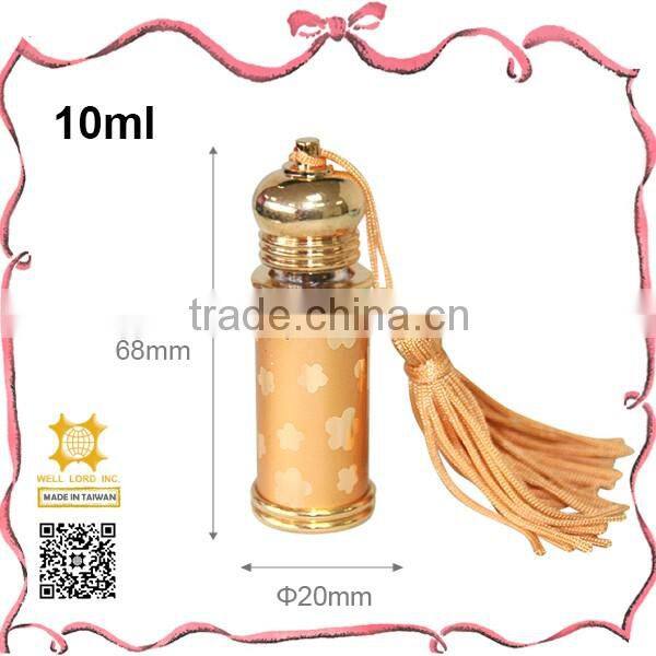 Adorable pink base golden cap aluminum empty oil bottle