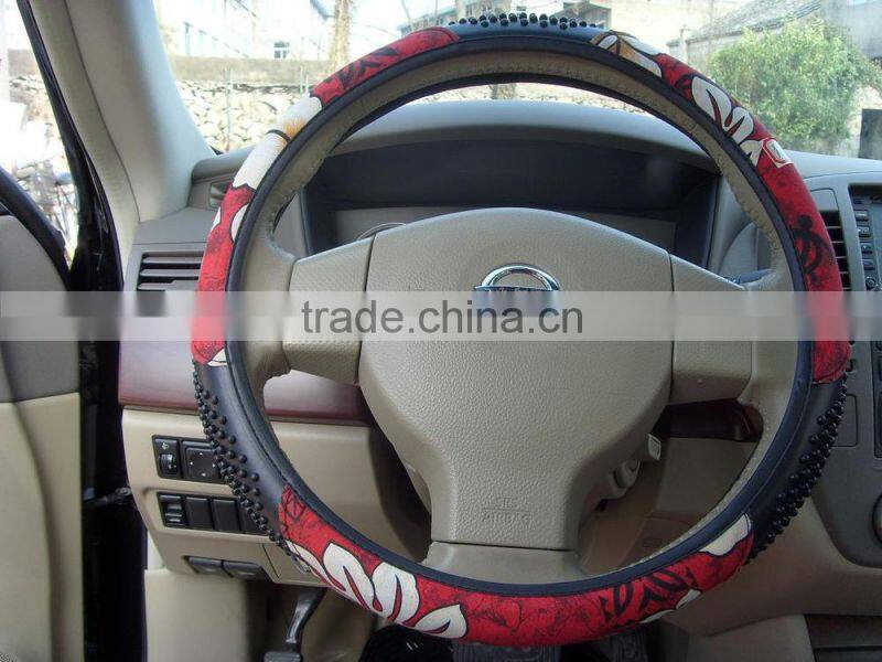 Colorful printing PU Steering Wheel Covers For Car